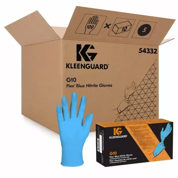Kimberly-Clark G10 Blue Powdered Nitrile Disposable Gloves Size S 1000 per Pack, 54332