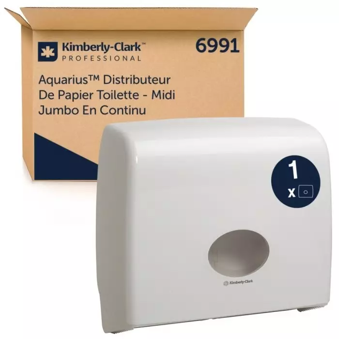Kimberly-Clark White Plastic Toilet Roll Dispenser 445x129x380 mm, 6991