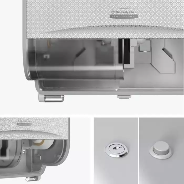 Kimberly-Clark Silver Plastic Toilet Roll Dispenser 32.39x18.42x21.27 mm, 53655