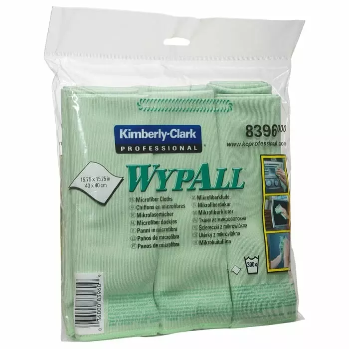 Kimberly Clark Wypall Green Cloths for Glass and Mirror Cleaning Dry Use 400 x 400mm Repeat Use, 8396