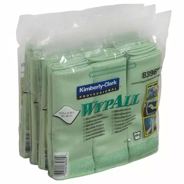 Kimberly Clark Wypall Green Cloths for Glass and Mirror Cleaning Dry Use 400 x 400mm Repeat Use, 8396