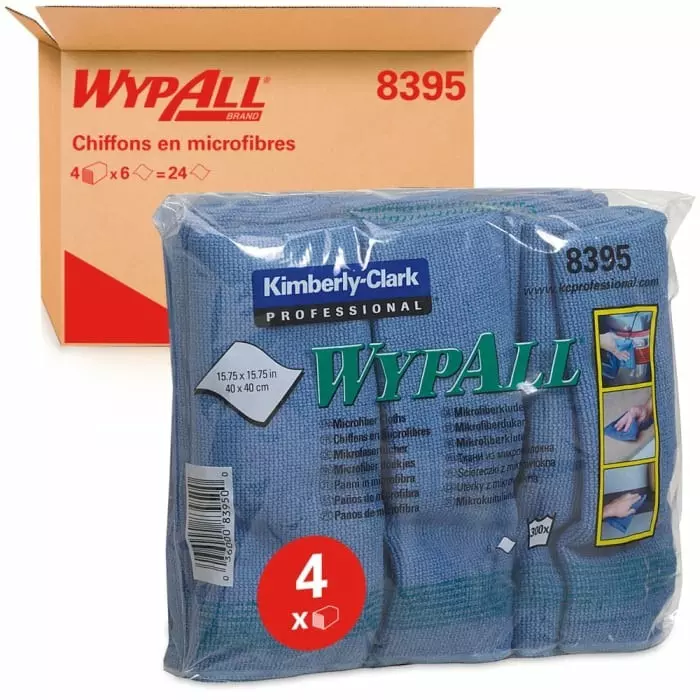 Kimberly Clark WypAll 8395 Microfibres Blue Cloths for Industrial Cleaning Dry Use 400 x 400mm Repeat Use, 8395