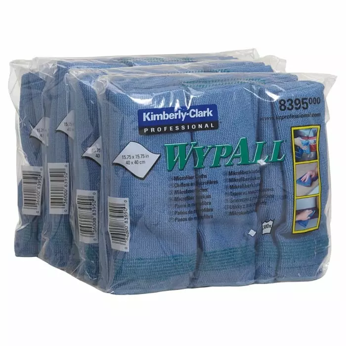 Kimberly Clark WypAll 8395 Microfibres Blue Cloths for Industrial Cleaning Dry Use 400 x 400mm Repeat Use, 8395