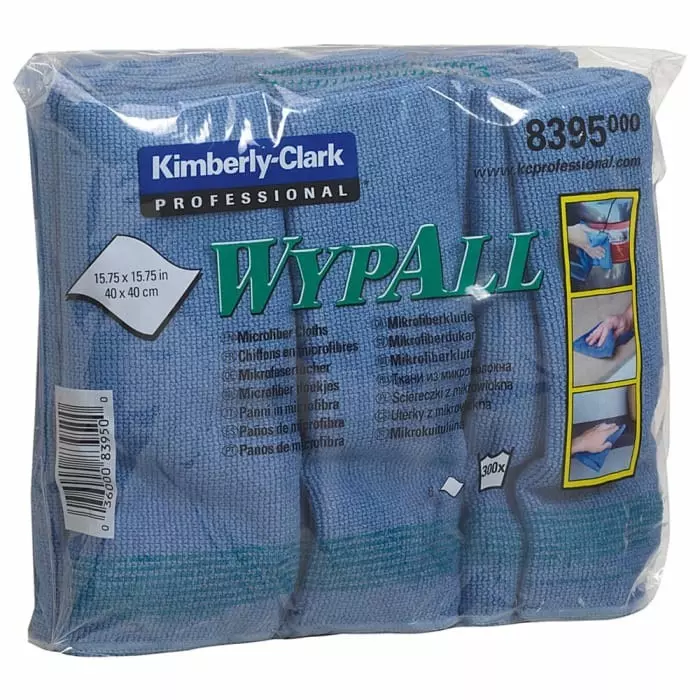Kimberly Clark WypAll 8395 Microfibres Blue Cloths for Industrial Cleaning Dry Use 400 x 400mm Repeat Use, 8395
