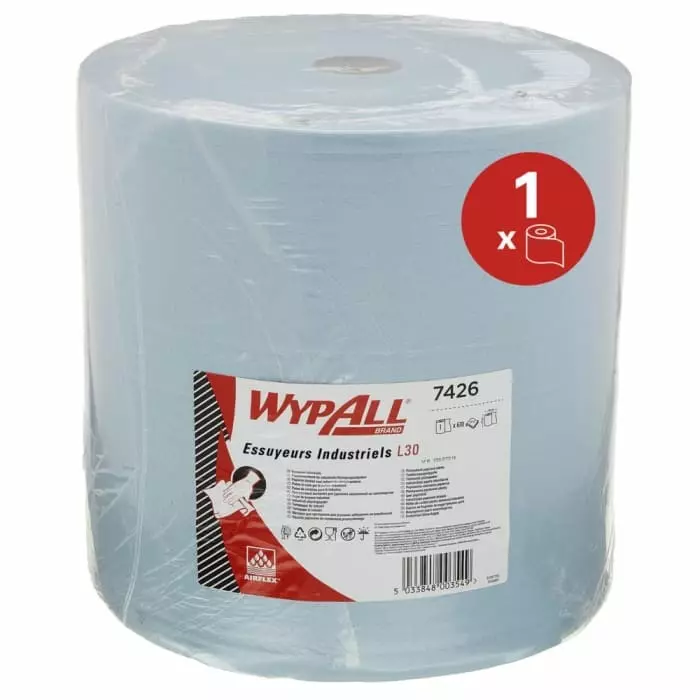 Kimberly-Clark WypAll L30 General Clean Heavy Duty Towels Blue Paper Towel 380x330mm 3-Ply 670 Sheets, 7426
