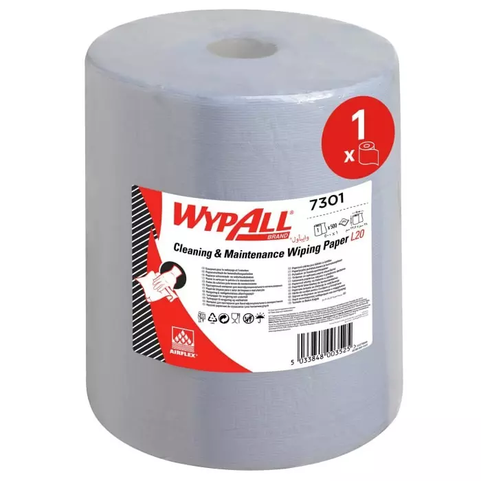 Kimberly-Clark WypAll L20 General Clean Rolled Blue Paper Towel 330x380mm 2-Ply 500 Sheets, 7301