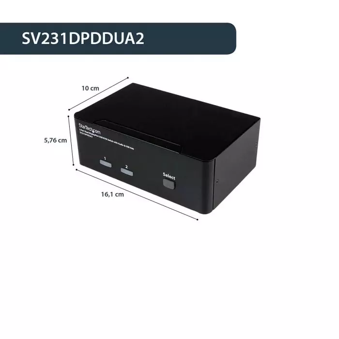 StarTech.com 2 Port Dual Monitor USB DisplayPort KVM Switch 3.5 mm Stereo 3840 x 2160 Maximum Resolution, SV231DPDDUA2
