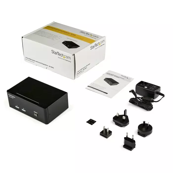 StarTech.com 2 Port Dual Monitor USB DisplayPort KVM Switch 3.5 mm Stereo 3840 x 2160 Maximum Resolution, SV231DPDDUA2