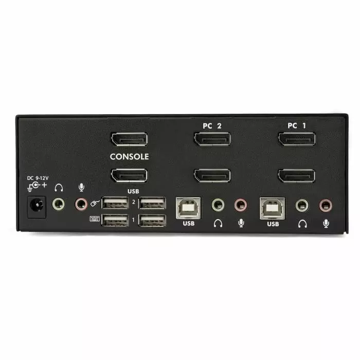 StarTech.com 2 Port Dual Monitor USB DisplayPort KVM Switch 3.5 mm Stereo 3840 x 2160 Maximum Resolution, SV231DPDDUA2