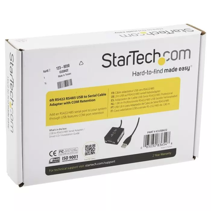 StarTech.com RS422 RS485 USB A Male to D-sub 9 Pin Male Converter Cable, ICUSB422