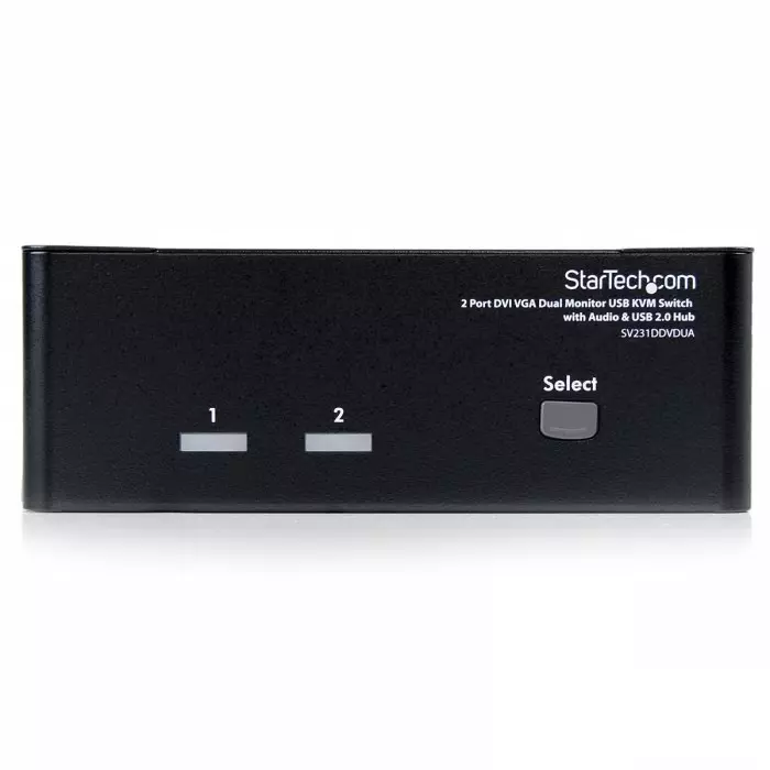 StarTech.com 2 Port Dual Monitor USB DVI VGA KVM Switch 3.5 mm Stereo 1920 x 1200 Maximum Resolution, SV231DDVDUA