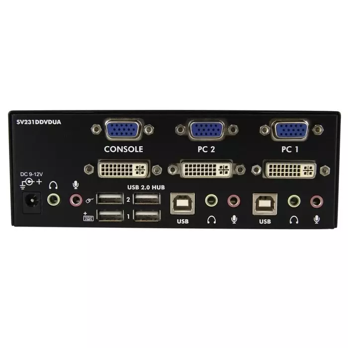 StarTech.com 2 Port Dual Monitor USB DVI VGA KVM Switch 3.5 mm Stereo 1920 x 1200 Maximum Resolution, SV231DDVDUA