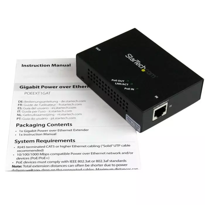 StarTech.com RJ45 Media Converter 10/100/1000Mbit/s Full Duplex, POEEXT1GAT