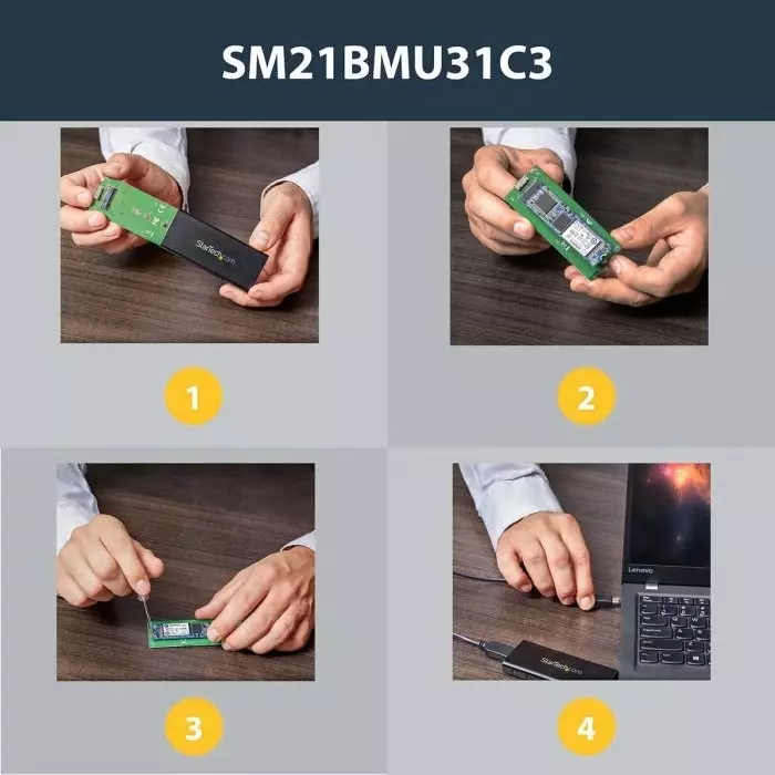 StarTech.com M.2 SATA Hard Drive Enclosure USB 3.1, SM21BMU31C3