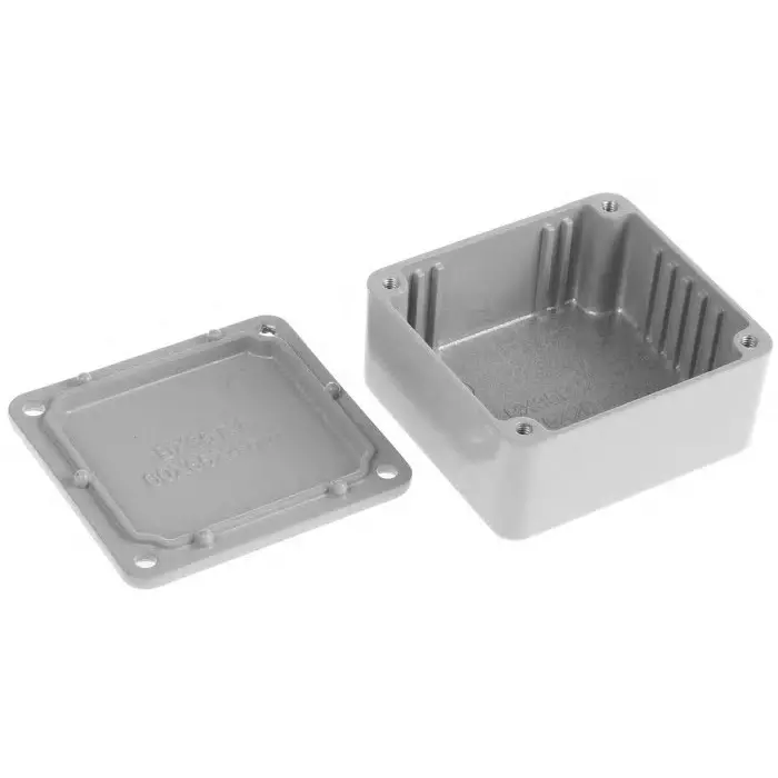 RS PRO Grey Die Cast Aluminium Enclosure Grey Lid 60 x 54.9 x 30 mm