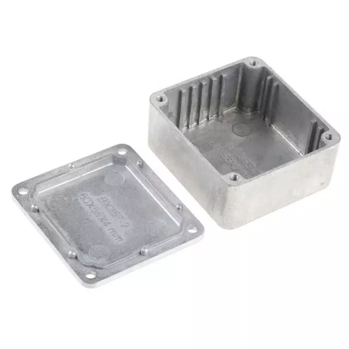 RS PRO Silver Die Cast Aluminium Enclosure Silver Lid 60 x 54.9 x 30 mm