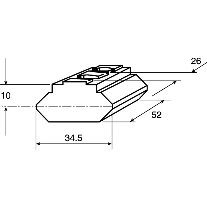 FlexLink XC Polyethylene (PE) Sliding Element 52 mm L, XCLE 34X52