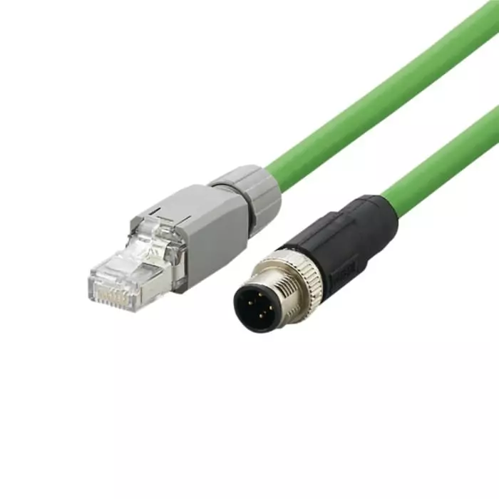 IFM E124 10m Green M12 to Male RJ45 Male Shielded Terminated PVC Sheath, E12492