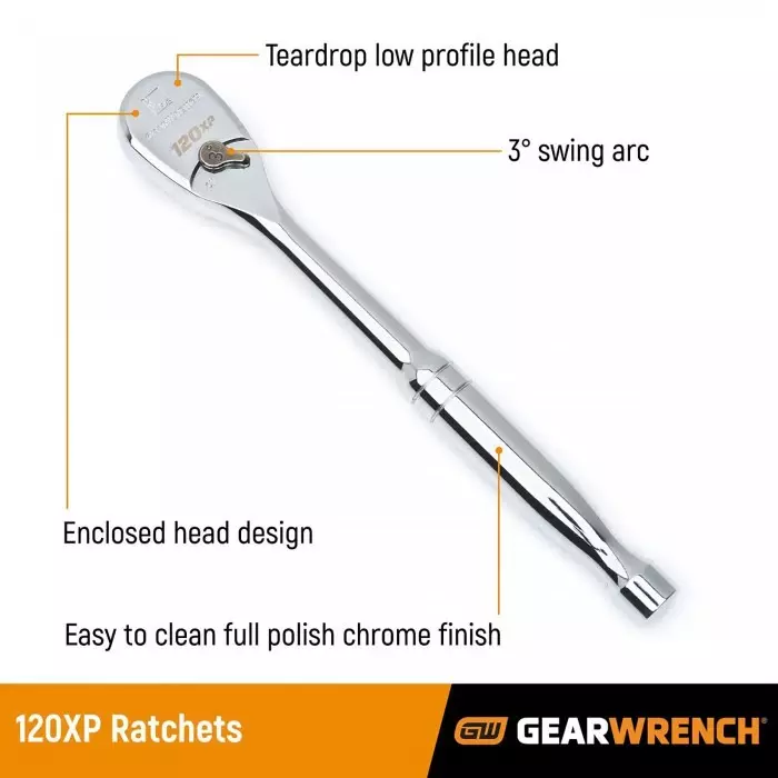 GEARWRENCH 3/8 in Ratchet with Ratchet Handle 8.38 in Overall, 81211P