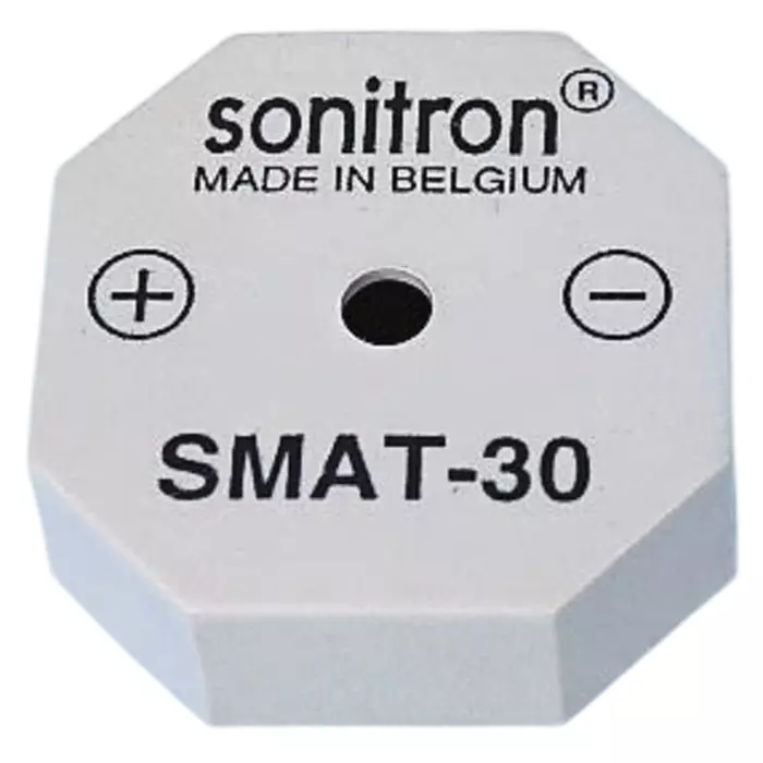 Sonitron 90dB Through Hole Continuous External Piezo Buzzer 24x24x15.5 mm 0 V AC Min 30 V AC Max, SMAT-24-P10