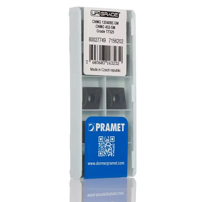 DORMER PRAMET CNMG Series Lathe Insert for DCLNR 12 4.76 mm Height 95° Approach 12.9 mm Length, CNMG 120408E-SM:T7325 (Pack of 10)