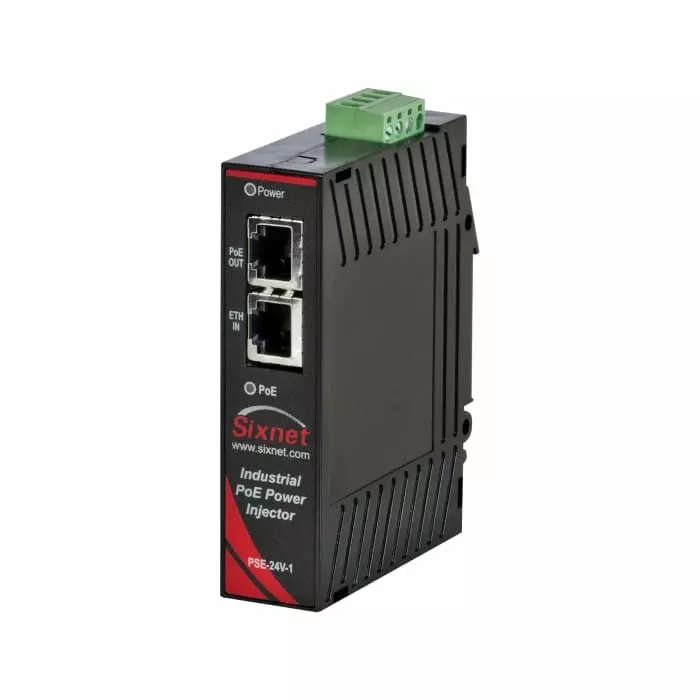 Red Lion Single Port POE Injector, 24V dc Input, 48V dc Output, 15.4W, EB-PSE-24V-1A