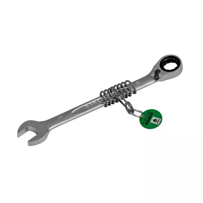 Bahco Ratcheting Combination Wrench 17 mm Metric 226 mm Overall Length with Safety Spring, TAH1RM-17