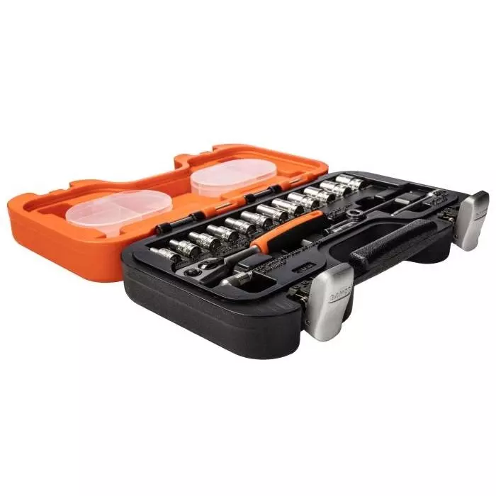 Bahco Standard Socket Set Metric 1/4 inch with Ratchet 6 Point, S160 (Set of 16 Pcs)