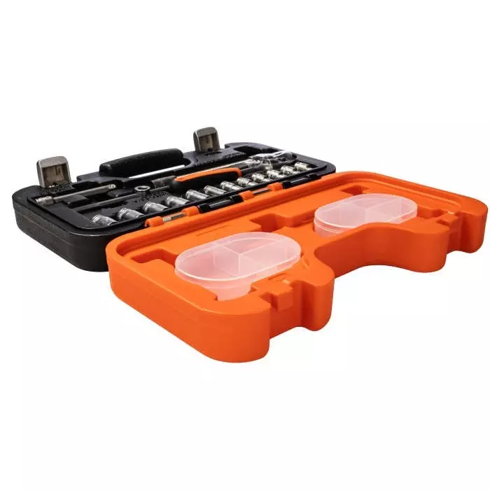 Bahco Standard Socket Set Metric 1/4 inch with Ratchet 6 Point, S160 (Set of 16 Pcs)