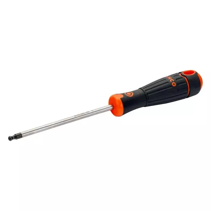 Bahco Ball End Hexagon Screwdriver 4 mm Tip 100 mm Blade 195 mm Overall Length, B143.040.100
