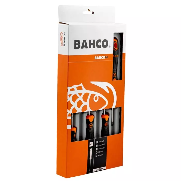 Bahco Pozidriv Slotted Screwdriver, B219.015 (Set of 5 Pcs)