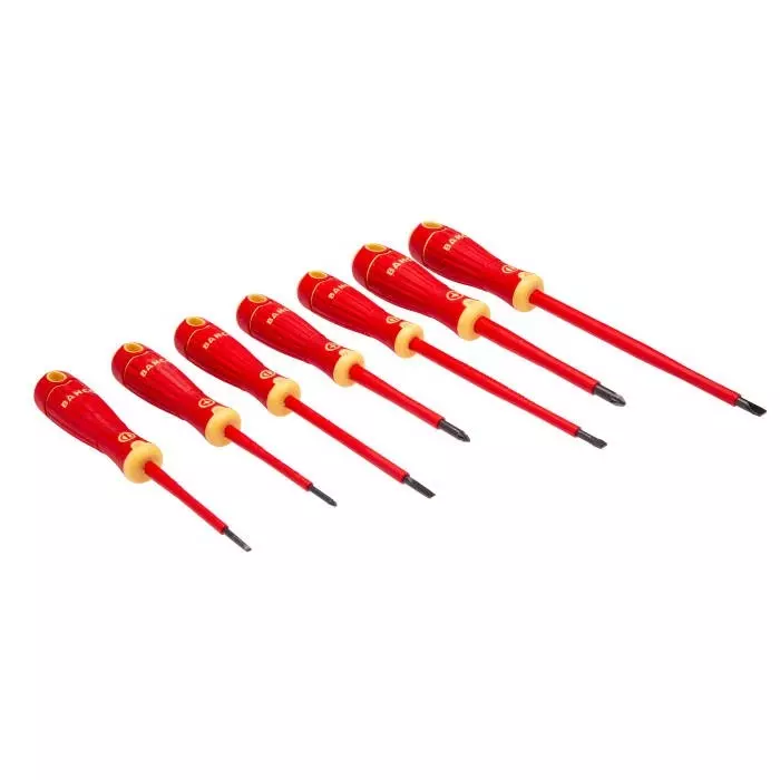 Bahco Pozidriv Slotted Insulated Screwdriver Set, B220.017 (Set of 7 Pcs)