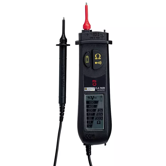 CHAUVIN ARNOUX LCD Voltage Indicator 690 V AC/DC Continuity Check Battery Powered CAT III 600V, P01191743Z