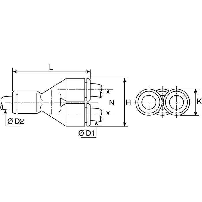 Legris LF3000 Series Y Tube-to-Tube Adaptor Push In 4 mm to Push In 4 mm Tube-to-Tube Connection Style, 3140 04 00 (Pack of 5 Pcs)