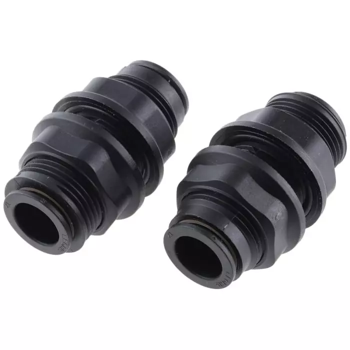 Legris LF3000 Series Bulkhead Tube-to-Tube Adaptor Push In 12 mm to Push In 12 mm Tube-to-Tube Connection Style, 3116 12 00 (Pack of 2 Pcs)