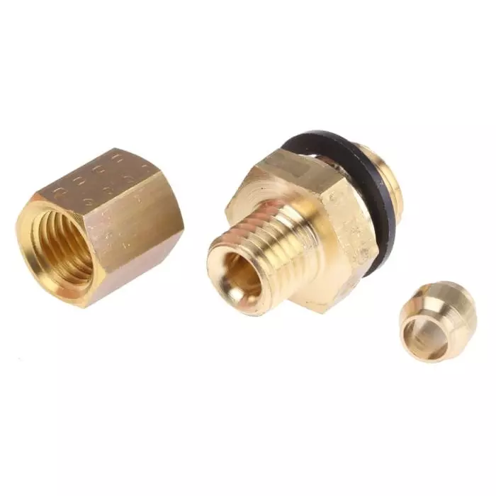 Legris Brass Pipe Fitting Straight Compression Coupler Male G 1/8 inch to Female 4 mm, 0101 04 10 (Pack of 5 Pcs)