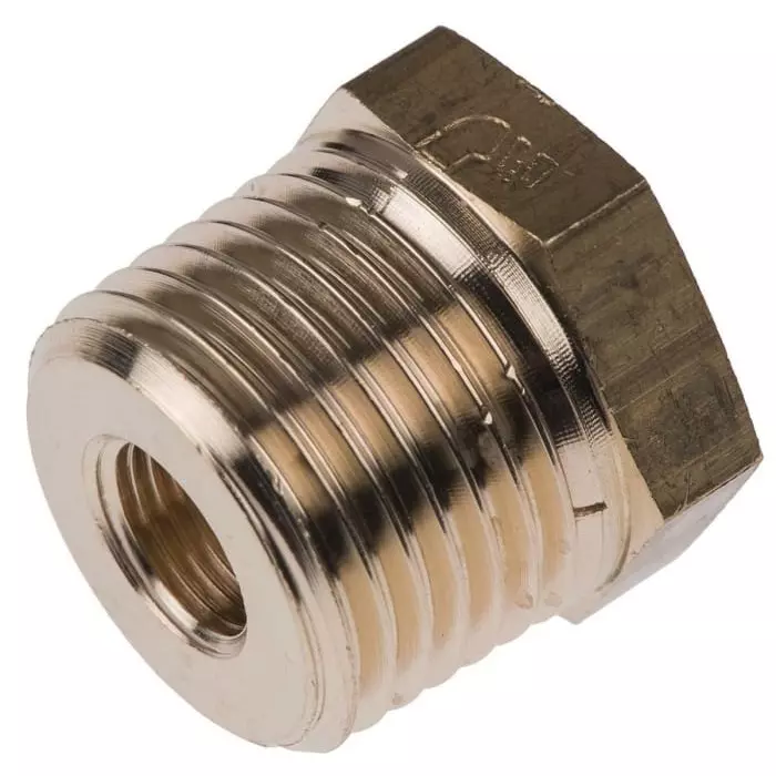 Legris Brass Pipe Fitting Straight Threaded Reducer Male R 1/2 inch to Female G 1/8in, 0163 21 10 (Pack of 5 Pcs)