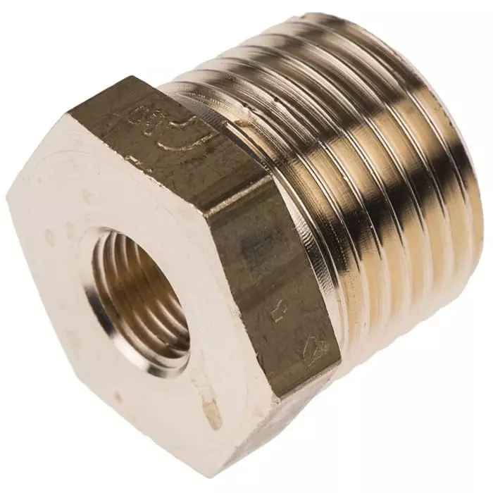Legris Brass Pipe Fitting Straight Threaded Reducer Male R 1/2 inch to Female G 1/8in, 0163 21 10 (Pack of 5 Pcs)