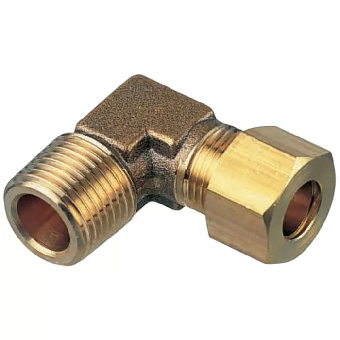 Legris Brass Pipe Fitting 90° Compression Elbow Male R 1/4 inch to Female 4 mm, 0109 04 13 (Pack of 5 Pcs)