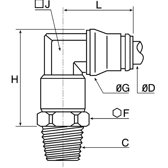 Legris LF3800 Series Elbow Threaded Adaptor R 1/8 Male to Push In 4 mm Threaded-to-Tube Connection Style, 3809 04 10