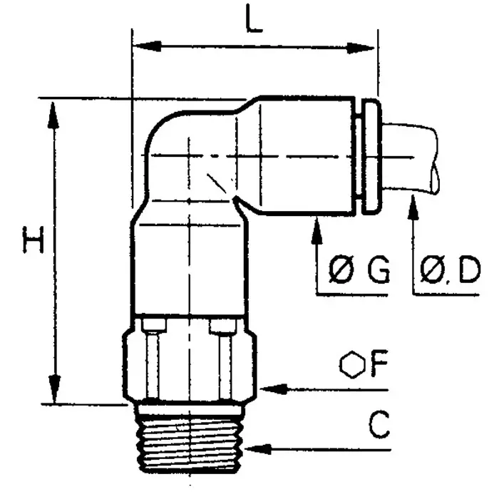 Legris LF3000 Series Elbow Threaded Adaptor G 1/8 Male to Push In 4 mm Threaded-to-Tube Connection Style, 3169 04 10 (Pack of 5 Pcs)