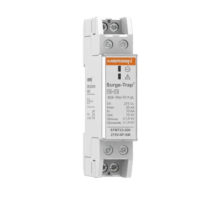 Mersen Surge Protector 20 kA 275 V AC DIN Rail Mount, 83230511 - STMT23-20K275V-SP-SM