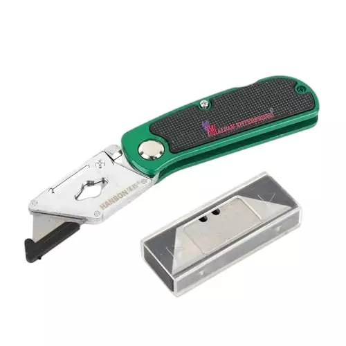 Malfah Enterprises Folding Utility Knife With 6 SK5 10 cm (4 inch) Blade Length Non-Slip Handle, 25104