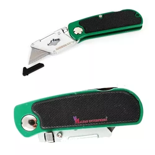 Malfah Enterprises Folding Utility Knife With 6 SK5 10 cm (4 inch) Blade Length Non-Slip Handle, 25104