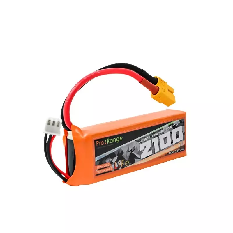 Pro-Range 6.6V 2100 mAh 30C 2S Lithium Iron Phosphate (LiFePO4) Battery Pack, Orange 2100 mAh 2S 30C 2S1P