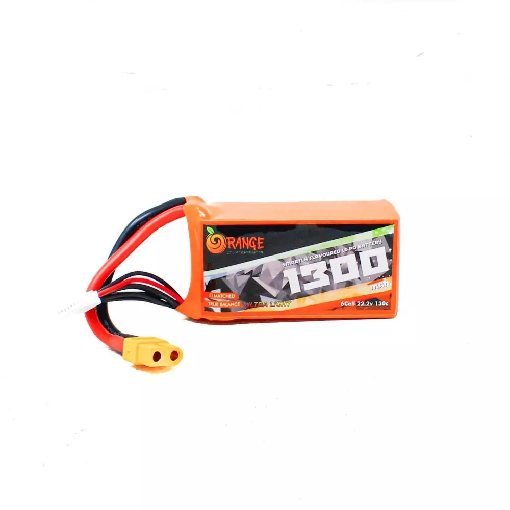 Orange 22.2V 1300 mAh 130C 6S FPV U2 Series Lithium Polymer Battery Pack, Orange 1300 mAh 6S 130C (22.2V)