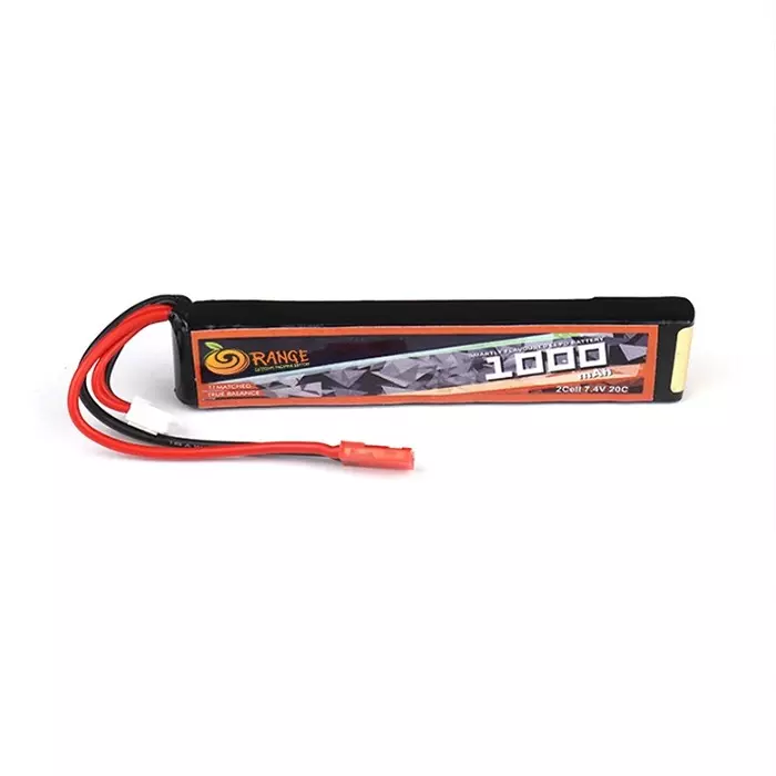 Orange 7.4V 1000 mAh 20C 2S Airsoft Lithium Polymer Battery Pack