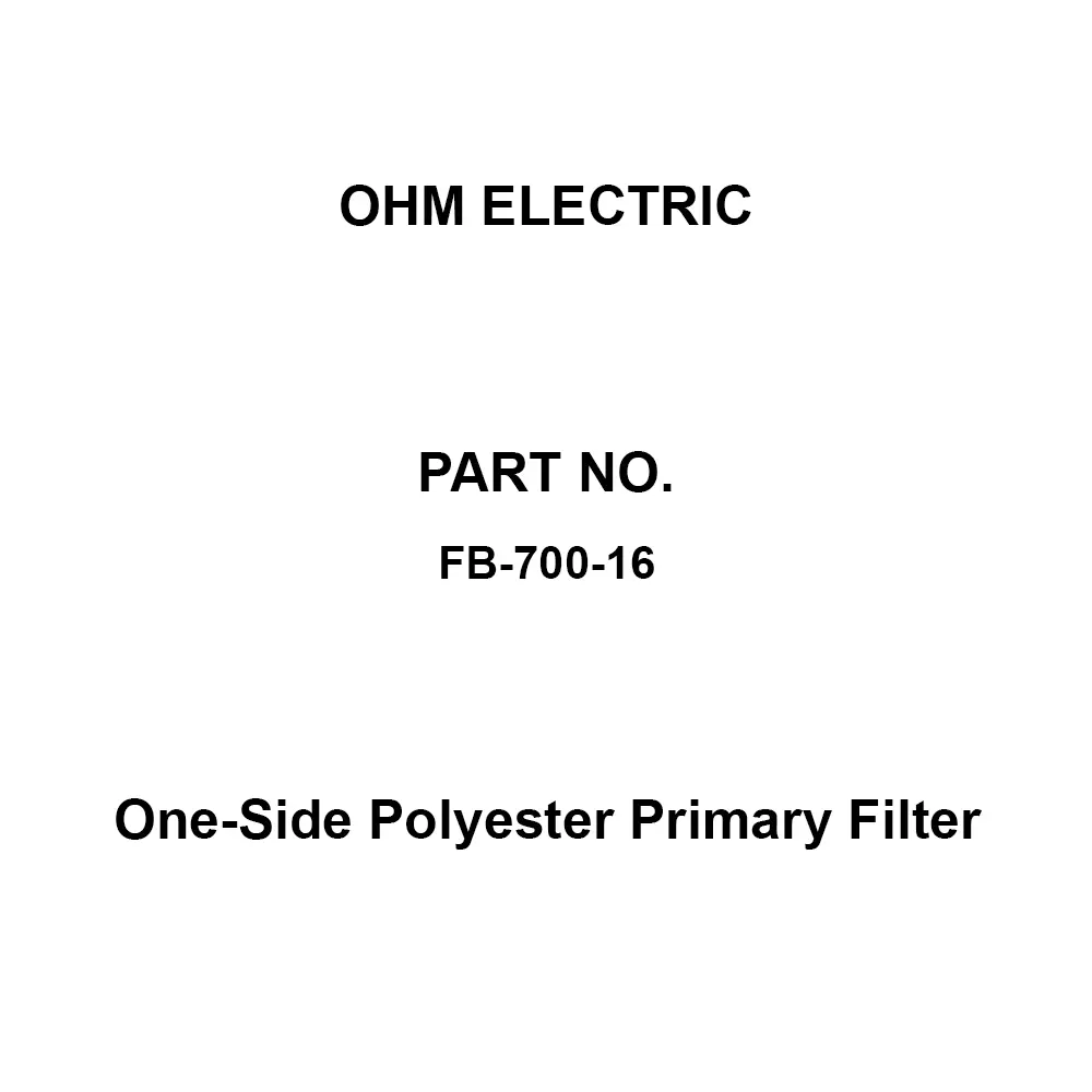 OHM ELECTRIC One-Side Polyester Primary Filter Polypropylene + thick paper Material, FB-700-16 (Pack of 5)