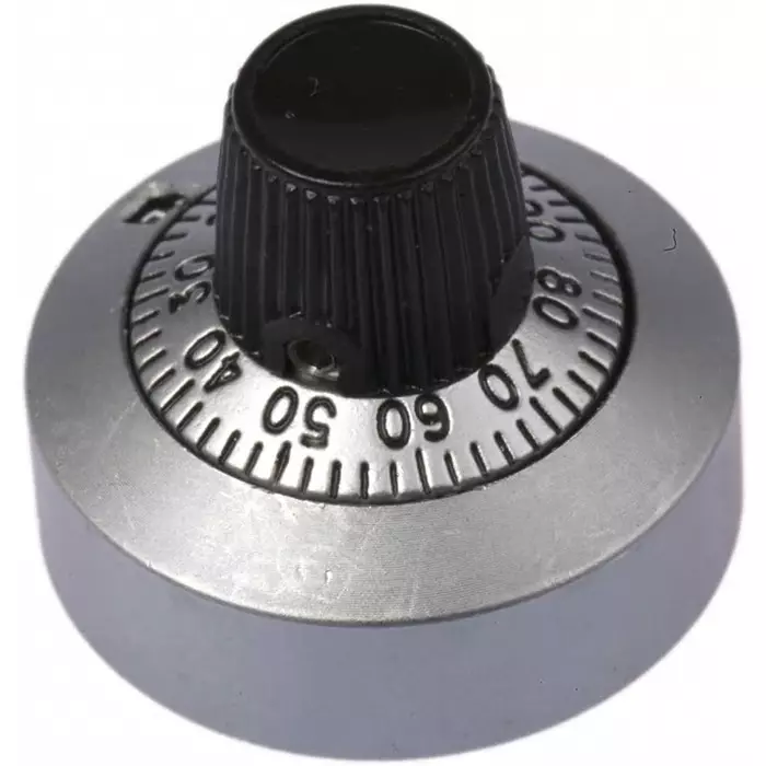 Vishay Circular Potentiometer Knob 25.4 mm Dia Black Indicator, 11A41B10 (Pack of 10 Pcs)