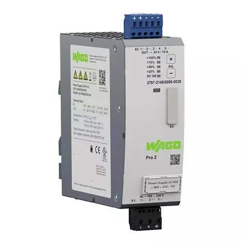Wago POWER SUPPLY, AC-DC, 24V, 10A, 2787-2146/000-030